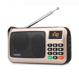 Rolton W405 Portable Mini FM Radio TF Card USB Receiver Music Player with LED Display(Gold)