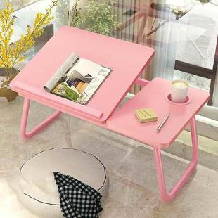 Bed Four-Speed Lifting Table Folding Laptop Desk  Adjustable Dormitory Lazy Table with Cup Holder, Size: 55x32x25cm(Pink)
