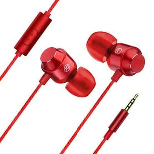 XK-059 3.5mm In-ear Heavy Bass Gaming Music Metal Wired Earphone with Microphone(Red)