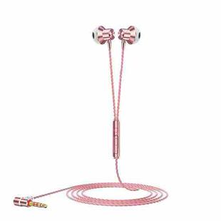 F12 Elbow Earbud Headset Wire Control With Wheat Mobile Phone Headset, Colour: 3.5mm Jack (Pink)