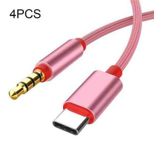 4 PCS 3.5mm To Type-C Audio Cable Microphone Recording Adapter Cable Mobile Phone Live Sound Card Cable(Pink)