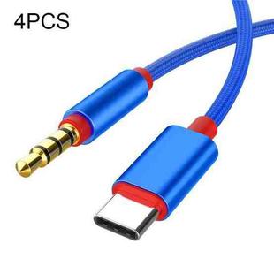 4 PCS 3.5mm To Type-C Audio Cable Microphone Recording Adapter Cable Mobile Phone Live Sound Card Cable(Blue)