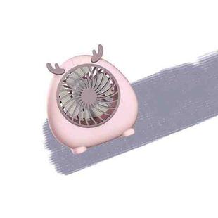 6007 Lanyard Portable Desktop USB Handheld Mini Fan(Antlers-Pink)