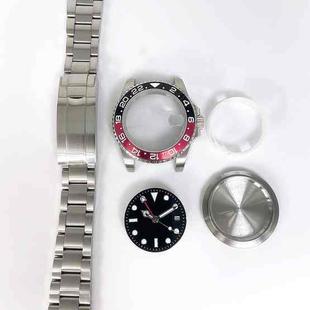 For ETA2836/Pearl 3804 Movement 867 GMT Watch Accessories 40MM Stainless Steel Case(Black Red)