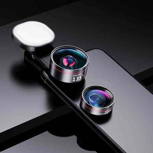 Wide Angle + Macro + Fill Light Mobile Phone Lens Professional Shooting External HD Camera Set