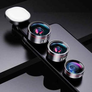 Wide Angle + Macro + Fisheye+ Fill Light Mobile Phone Lens Professional Shooting External HD Camera Set