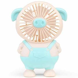 SQ2143 USB Charging Small Pig Fan Button Hand-Held Quiet Fan(Blue)