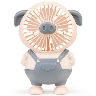 SQ2143 USB Charging Small Pig Fan Button Hand-Held Quiet Fan(Gray)