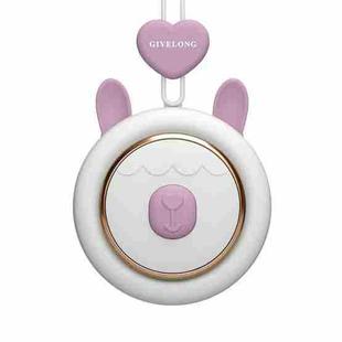 GIVELONG Hanging Neck Mini Rechargeable USB Fan Children Portable Leafless Fan(Rabbit (Purple))