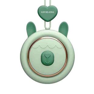 GIVELONG Hanging Neck Mini Rechargeable USB Fan Children Portable Leafless Fan(Rabbit (Green))