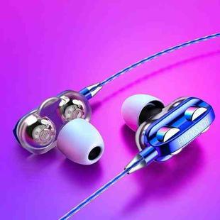 TF-0120 3.5mm In-Ear Headphones Smart Phone Line-Controlled Tuning Headphones(Double Speaker (Blue))