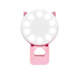 3 PCS Beauty Selfie Round Live Clip External LED Cartoon Mobile Phone Mini Fill Light(Pink)