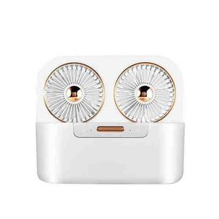 Double Spray Fan Retro Big Wind Home Office Desktop Humidifying Fan(White)