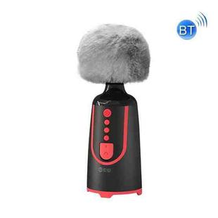 SUOAI MC11 Wireless Voice Changing Mobile Phone Bluetooth Singing Microphone, Colour: Ink Black+Gray Plush Cover