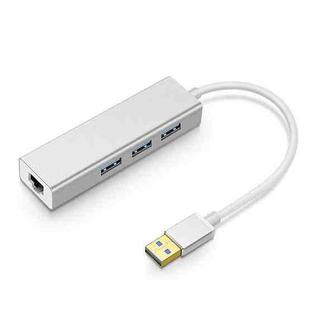 YH-U1009 3 x USB 3.0 + RJ45 to USB 3.0 External Drive-Free HUB for Laptops, Random Color Delivery