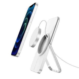 Magnetic Wireless Charging Mobile Bracket Foldable Desktop Aluminum Alloy Bracket for iPhone 12 Series(Elegant White)
