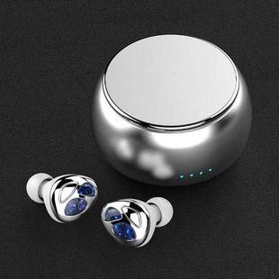 D09 TWS Slider Wireless Bluetooth Earphone(Silver Gray)