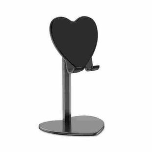 2 PCS Heart-Shaped Lazy Desktop Phone Holder Tablet Phone Universal Metal Retractable Holder(Black)