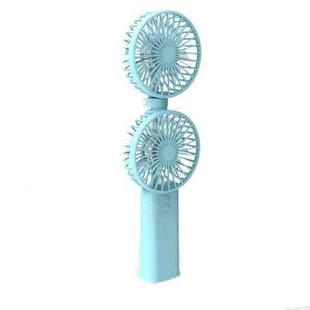 Portable Handheld Fan Office Desktop Multi-Function Folding Double Small Fan, Specification: 3000 mAh(Blue)