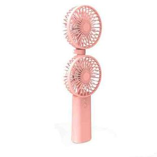 Portable Handheld Fan Office Desktop Multi-Function Folding Double Small Fan, Specification: 3000 mAh(Pink)