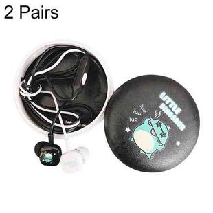 2 Pairs Cartoon Pattern Heavy Bass In-Ear Headphones Universal Wired Headphones with Microphone(Black)
