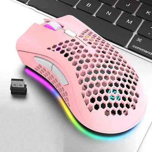 K-Snake BM600 1600 DPI 7-keys Hollow Lightweight Wireless Charging RGB Colorful Gaming Mouse(Wireless BM600 Pink)