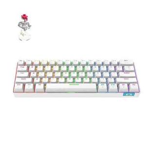 STK61 61-Keys Full-Key Non-Punch Bluetooth Wired Dual Modes Mechanical Keyboard, Cable Length: 1.6m(White Red Shaft)
