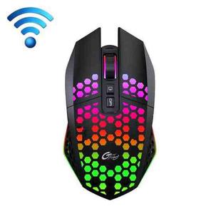 8 Keys 1200DPI Office Games Hollow Luminous Wireless Mouse(Black)