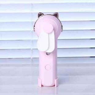 Handheld Hydrating Device Chargeable Fan Mini USB Charging Spray Humidification Small Fan(M10 Pink Kitten)