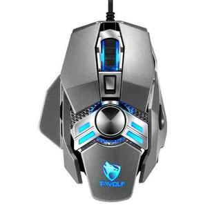 T-WOLF V10 USB Interface 7 Buttons 6400 DPI Gaming Wired Mouse Custom Macro Programming 4-Color Breathing Light Gaming Mouse, Cable Length: 1.5m(Gun Color)