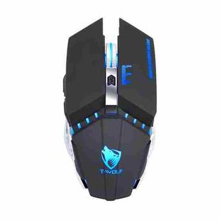 T-WOLF Q15 6-Buttons 1600 DPI Wireless Rechargeable Mute Office Gaming Mouse with 7 Color Breathing Light(Technology Black)