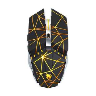 T-WOLF Q15 6-Buttons 1600 DPI Wireless Rechargeable Mute Office Gaming Mouse with 7 Color Breathing Light( Stars Black)