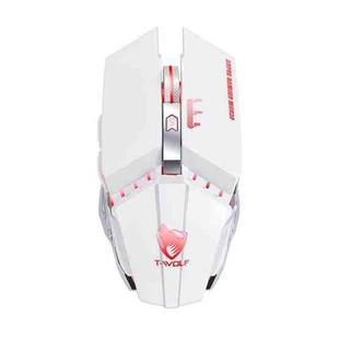 T-WOLF Q15 6-Buttons 1600 DPI Wireless Rechargeable Mute Office Gaming Mouse with 7 Color Breathing Light(Pearl White)