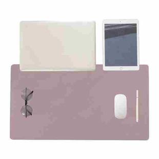 Double-Sided Leather Table Mat Waterproof Enlarged Mouse Keyboard Pad, Pattern: 8227 Hibiscus Purple