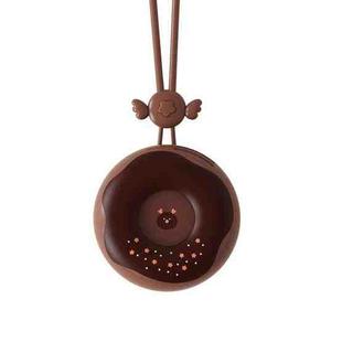 Donut Hanging Neck Fan Cute Leafless Big Wind Power USB Charging Handheld Fan(Chocolate)