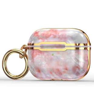 DDDLS886 Electric Plating Marble Headphocks+ PC Protective Cover For AirPods Pro(Pink + Gold)
