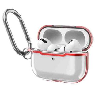 DDEHY668 Electroplated Transparent Silicone + PC Protective Cover For AirPods Pro(Transparent + Red)