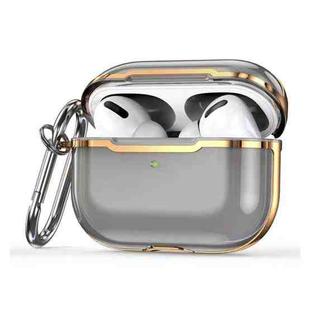 DDEHY668 Electroplated Transparent Silicone + PC Protective Cover For AirPods Pro(Transparent Black + Gold)