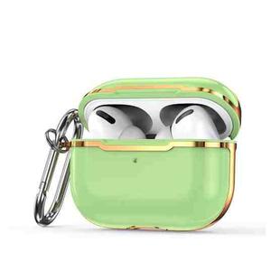 CSDD886 Electroplated Two-Color TPU + PC Protective Cover Case For AirPods Pro(Matcha Green + Gold)