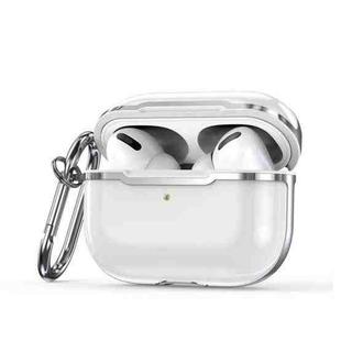 CSDD886 Electroplated Two-Color TPU + PC Protective Cover Case For AirPods Pro(Porcelain White + Silver)