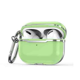 CSDD886 Electroplated Two-Color TPU + PC Protective Cover Case For AirPods Pro(Matcha Green + Silver)