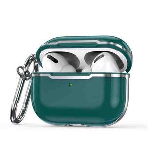 CSDD886 Electroplated Two-Color TPU + PC Protective Cover Case For AirPods Pro(Emerald + Silver)