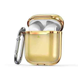 2 PCS SSDD8868 Bluetooth Headset Protective Cover Transparent TPU Headphone Protective Case For AirPods 1 / 2(Bright Gold + Gold)