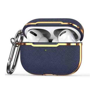Plated Fabric PC Protective Cover Case For AirPods Pro(Blue + Gold)