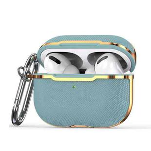 Plated Fabric PC Protective Cover Case For AirPods Pro(Light Blue + Gold)