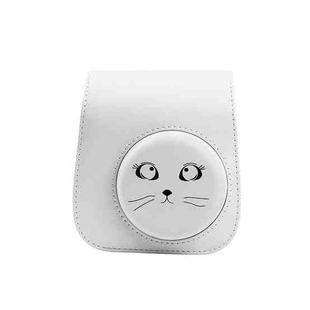 Cartoon Full Body Camera PU Leather Case Bag with Strap for FUJIFILM instax mini 9 / mini 11 / mini 8(Gray Big Eyes Cat)