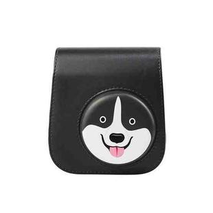 Cartoon Full Body Camera PU Leather Case Bag with Strap for FUJIFILM instax mini 9 / mini 11 / mini 8(Gray Black Husky)