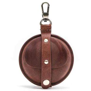 CONTACTS FAMILY CF1042D For Galaxy Buds Live Leather Protective Case with Hanging Buckle(Brown)