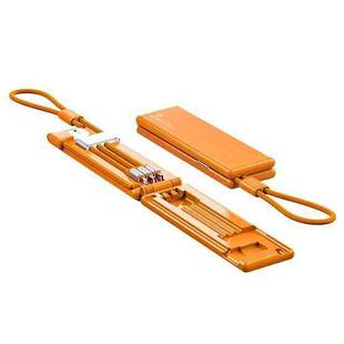 Oatsbasf 03083 Portable Multi-Function Micro USB + USB-C / Type-C + 8 Pin 3 in 1 Charging Cable(Orange)
