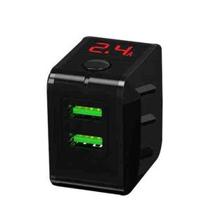 R006 2.4A Dual USB Ports Automatic Power-Off Safety Fast Charger With Output  V/A Display, CN Plug(Black)